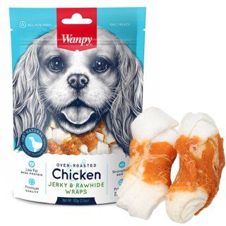Wanpy Chicken Jerky & Rawhide Wraps - Ванпи лакомство-косточки с курицей для собак 100 г