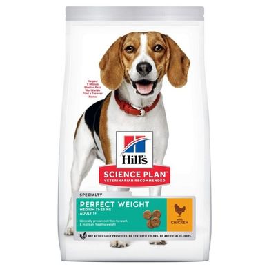 Hill's SP Canine Adult Medium Breed Perfect Weight - сухий корм із куркою для підтримання ідеальної ваги в дорослих собак середніх порід