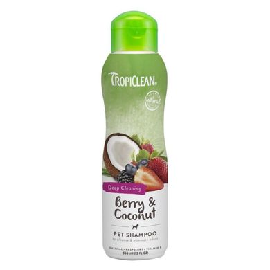 Шампунь для собак та котів TropiClean Berry & Coconut для глибокого очищення, 355 мл