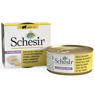 Schesir Chicken Pineapple - Вологий корм натуральні консерви для котів курка з ананасом, в бульйоні, 75 г