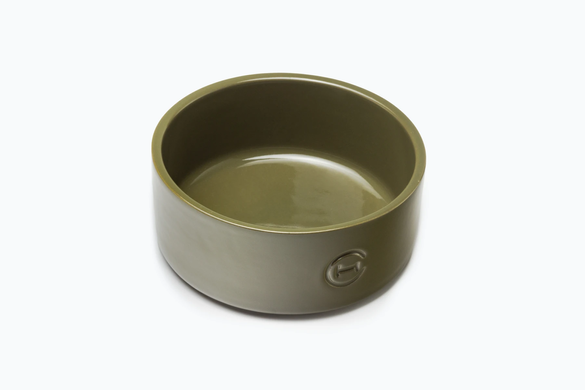 Керамічна миска Harley and Cho для собак та котів для їжі Ceramic Bowl Olive оливкова S (14x7cm / 0,45 л)