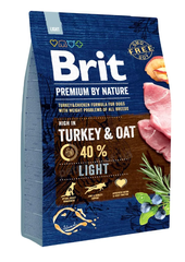 Brit Premium Dog Light - Сухий корм для собак з надмірною вагою (індичка/овес)