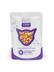 Brit Care Chicken & Cheese Kitten Pouch - Консерва с курицей и сыром для котят, 80 г
