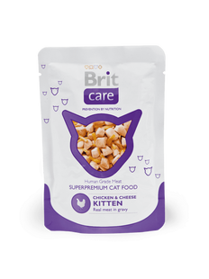 Brit Care Chicken & Cheese Kitten Pouch - Консерва з куркою та сиром для кошенят, 80 г