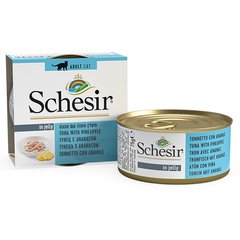 Schesir Tuna with Pineapple - Влажный корм натуральные консервы для котов тунец с ананасом, в желе, 75 г