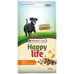 Happy Life Adult with Beef flavouring - Сухой премиум корм для собак всех пород, 3 кг
