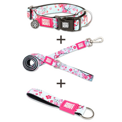 Smart ID Collar - Cherry Bloom/XS + Short Leash Cherry Bloom/XS + Max & Molly Key Ring Cherry Bloom/Tag