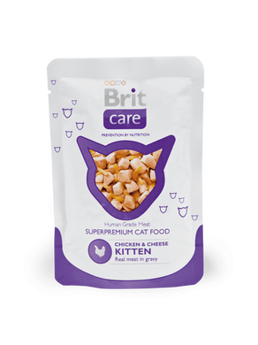 Brit Care Chicken & Cheese Kitten Pouch - Консерва з куркою та сиром для кошенят, 80 г
