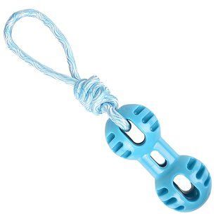 Flamingo Rudo Dumbbell With Rope ФЛАМИНГО РУДО ГАНТЕЛЬ С ВЕРЕВКОЙ игрушка для собак (Блакитний ( 6,5х6,5х34,5 см))