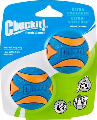 Chuckit Ultra Squeaker Ball M 6 cm - Набір з двох м'ячів Чакіт з ультразвуком, 1 шт
