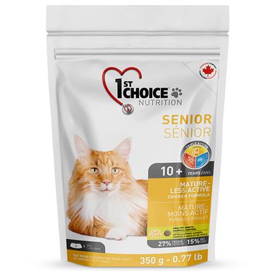 1st Choice Senior Mature Less Active - Сухой корм для пожилых или малоактивных котов с курицей, 350 г