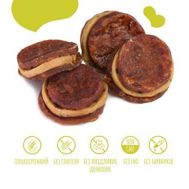 Лакомство для собак от 3-х месяцев Mavsy Refined jerky TURKEY AND DUCK STEAK WITH KIWI SAUCE бифштекс из индейки и утки под киви соусом, 100 г