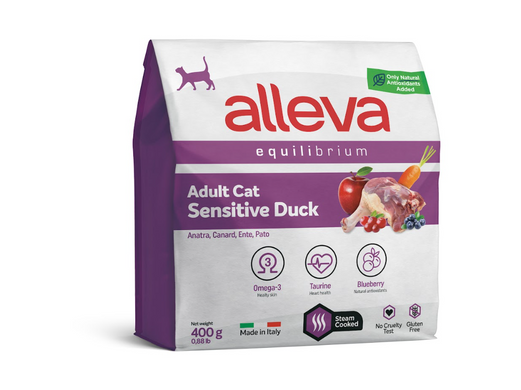 Alleva Equilibrium Sensitive Duck Adult Cat - Сухой корм для взрослых кошек с чувствительным пищеварением, с уткой, 400 г