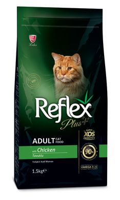 Сухой корм для взрослых кошек всех пород Reflex Plus Adult CHICKEN с курицей, 1,5 кг