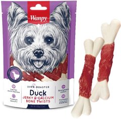 Wanpy Duck Jerky and Calcium Bone Twists - Ванпи косточки с узлами и вяленой уткой и кальцием лакомства для собак 100 г