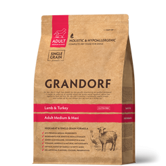Grandorf DOG LAMB & TURKEY MED & MAXI - Грандорф Cухий корм з ягням та індичкою для дорослих собак середніх та великих порід 10 кг + 2 шт по 1 кг в подарунок