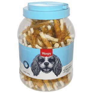 Wanpy Chicken Jerky and Rawhide Twists - Ванпи палочки с вяленой курицей для собак 800 г