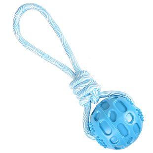 Flamingo Rudo Ball With Rope ФЛАМИНГО РУДО МЯЧ С ВЕРЕВКОЙ игрушка для собак (Блакитний ( 7,5х7,5х26,3 см))
