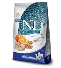 Farmina N&D Ocean Ancestral - Низкозерновой сухой корм для взрослых собак средних и крупных пород с треской и апельсином 2,5 кг