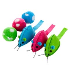 Grreat Choice Іграшка для котів - кулька + мишка фліс в асортименті, 1 шт