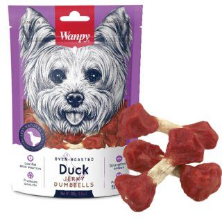 Wanpy Duck Jerky Dumbbells - Кость-гантель с увядающей уткой лакомства для собак 100 г