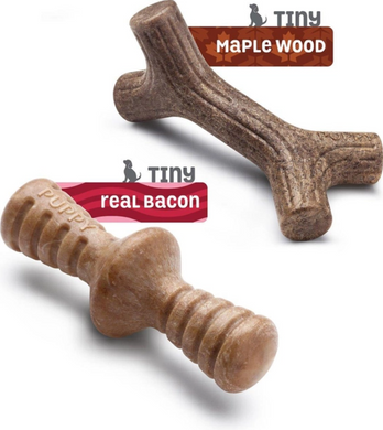 Benebone Puppy 2-Pack Maplestick Zaggler Bacon - Набір з двох жувальних іграшок для собак зі смаком бекону