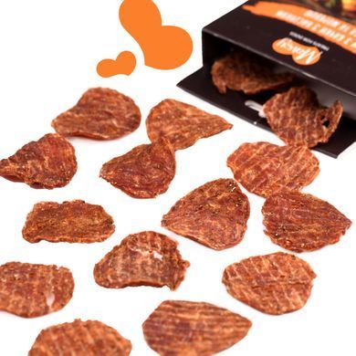 Ласощі для собак від 3-х місяців Mavsy Refined jerky DUCK CHIPS WITH CHIA SEEDS AND CARROTS чіпси з качки з насінням чіа та морквою, 50 г