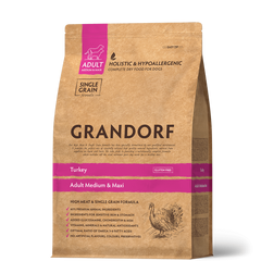 Grandorf Turkey Adult Medium & Maxi Breeds - Грандорф Сухой комплексный корм для взрослых собак средних и больших пород с индейкой, 3 кг