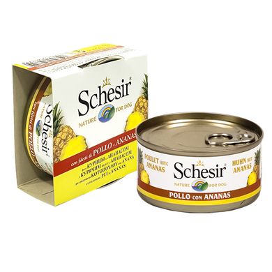 Schesir Chicken with Pineapple - Вологий корм натуральні консерви для собак курка з ананасом, в желе, 150 г