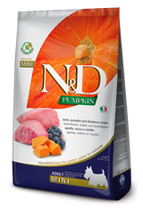 Farmina N&D Grain Pumpkin Dog Lamb & Blueberry Adult Mini - Беззерновий сухий корм для собак дрібних порід з ягням, гарбузом та чорницею 800 г