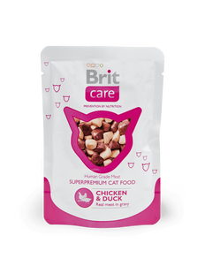 Brit Care Chicken & Duck Pouch - Консерва з куркою та качкою для дорослих котів, 80 г