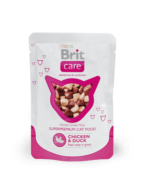 Brit Care Chicken & Duck Pouch - Консерва с курицей и уткой для взрослых кошек, 80 г