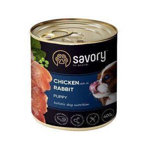 Savory Puppy Rabbit & Chicken - Сейвори консервы для щенков с кроликом и курицей 400 г