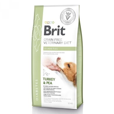 Brit GF Veterinary Diet Dog Diabetes - Беззерновий сухий корм для собак при цукровому діабеті з індичкою та горохом, 12 кг