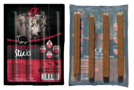 Alpha Spirit DOG Sticks Prosciutto - Полувологі ласощі для собак палички з прошуто та куркою 10г