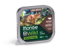 Monge Cat Вwild Grain Free - Консервы беззерновые из буйвола с овощами для кошек крупных пород от 2 месяцев, 100 г