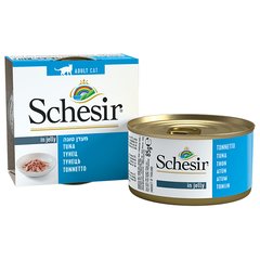 Schesir Tuna ШЕЗИР ТУНЕЦ в желе натуральные консервы для котов, влажный корм, банка 85г (0.085кг)