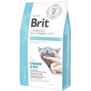Brit GF Veterinary Diet Cat Obesity - Беззерновой сухой корм для кошек при избыточном весе и ожирении с курицей и горохом 2 кг