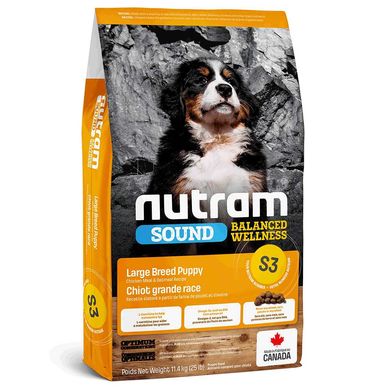 Nutram S3 Sound Balanced Wellness Natural Large Breed Puppy Food - Сухой корм для щенков крупных пород с курицей и овсянкой, 11,4 кг