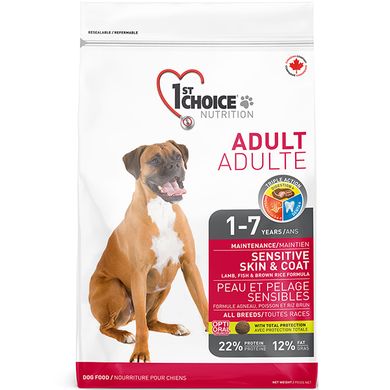 1st Choice Adult Sensitive Lamb & Fish - Сухий корм для дорослих собак всіх порід з ягням та рибою, 15 кг