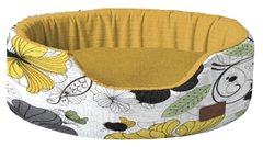 Диван (ліжак) для тварин COZY FLO, овальний, помаранч/квіти, 42x30x13см