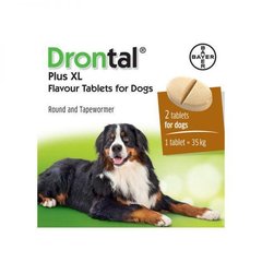 Bayer Drontal Plus XL - Антигельминтик со вкусом мяса, 2 табл