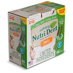 Nylabone Nutri Dent Natural НИЛАБОН НУТРИ ДЕНТ натуральное жевательное лакомство для чистки зубов для собак (S ( цена за 1шт, 64 шт/уп))