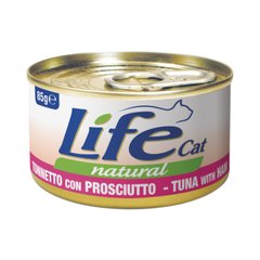 LifeCat консерва для котов с тунцом и куриной ветчиной, 85 г