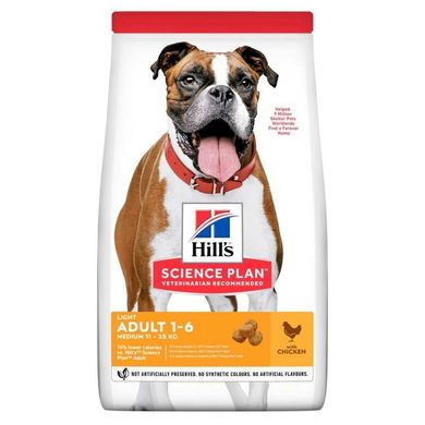 Hill's Science Plan Adult Light Medium Chicken - Сухий корм для собак з надмірною вагою, 14 кг