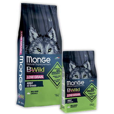 Monge BWild Low Grain All Breeds Adult Wild Boar - Низькозерновий корм для собак з диким кабаном 2,5 кг
