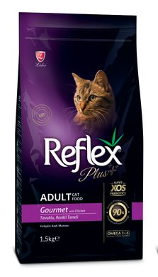 Сухий корм для дорослих вибагливих котів Reflex Plus Adult GOURMET CHICKEN з куркою, 1,5 кг