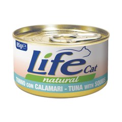 LifeCat консерва для котов тунец с кальмарами, 85 г