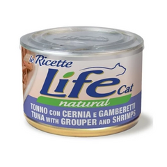 LifeCat консерва для котов тунец с окунем и креветками, 150 г