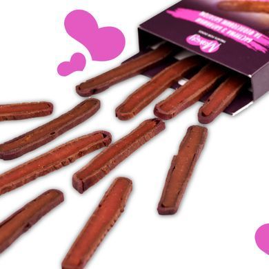 Ласощі для собак від 3-х місяців Mavsy Refined jerky LAMB BASTURMA WITH PURPLE SWEET POTATO бастурма з баранини та фіолетовим бататом, 100 г